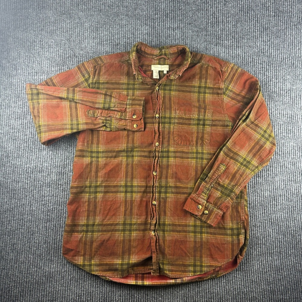 Territory Ahead Mens Large Red Plaid Corduroy Long Sleeve Button Down Shirt L - Picture 2 of 9